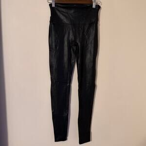 Spanx Womens Faux Stretch Leather Leggings Black Size Medium